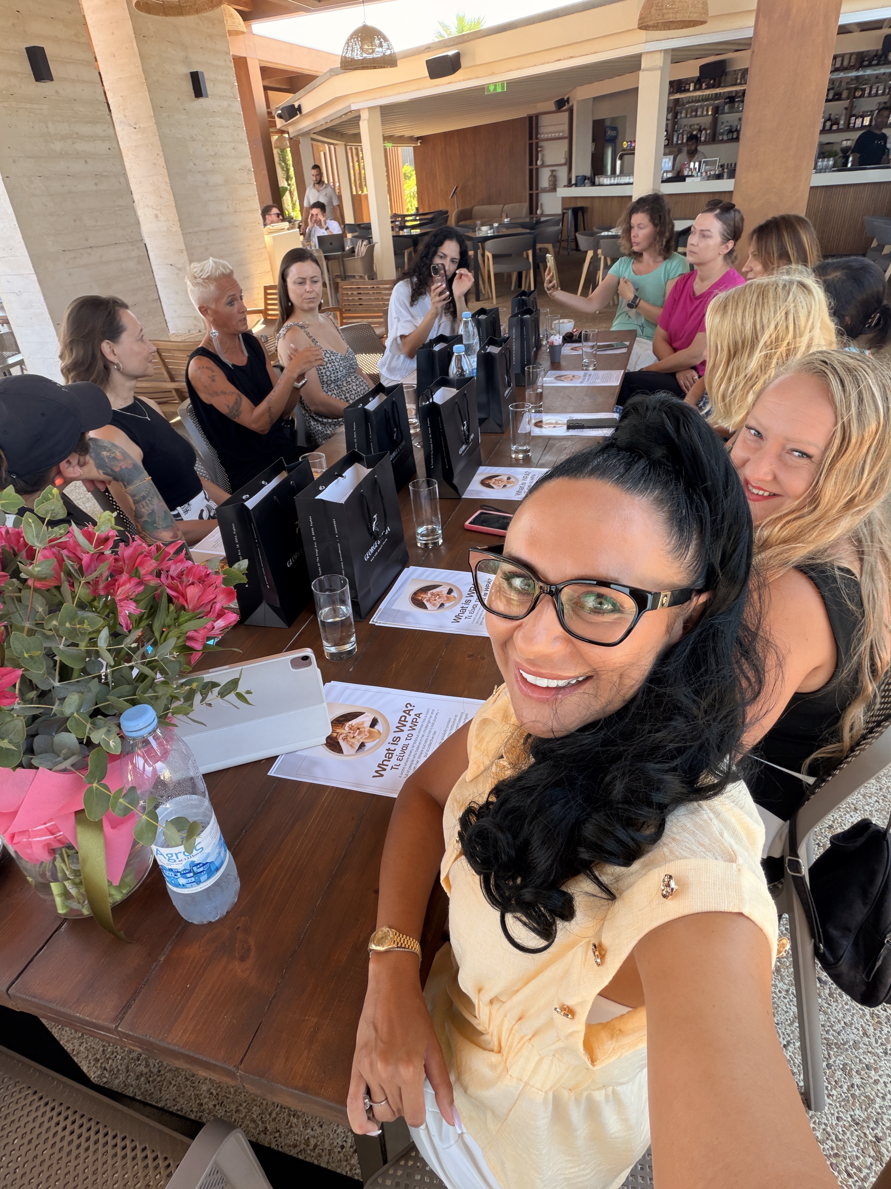 The full table with gift bags and welcome cards, 15 July 2026