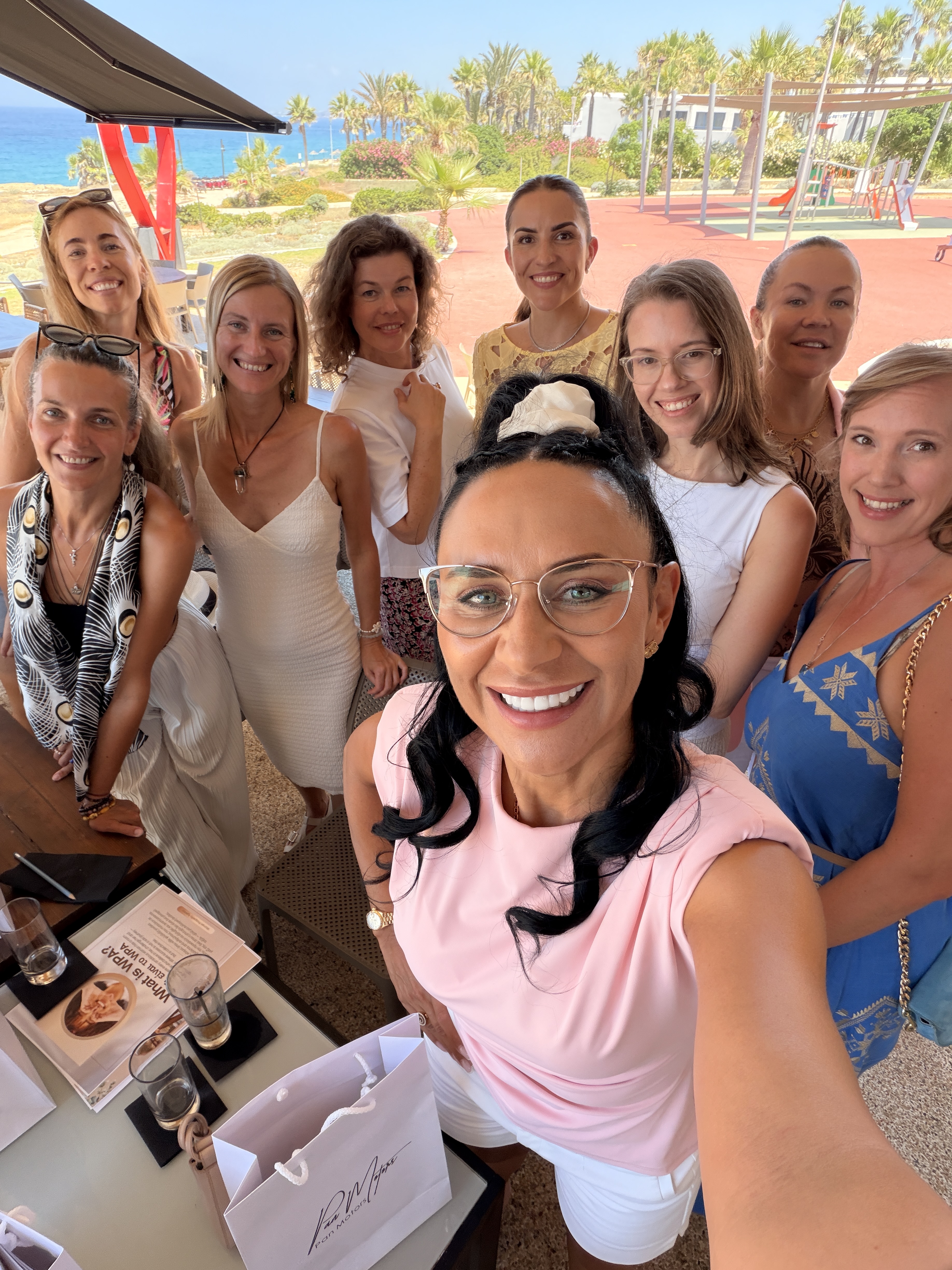 The women of WPA together overlooking the sea in Paphos, 1 July 2026