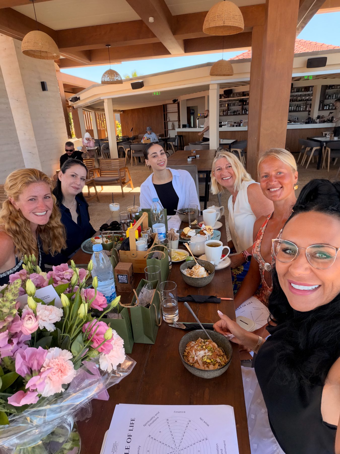 The WPA women together at the table at the first Power Breakfast